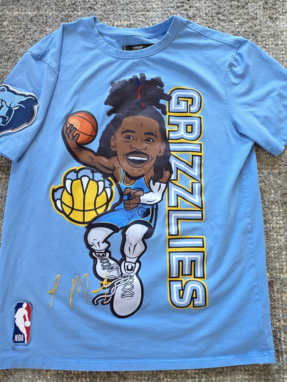 Ja Morant Pro Standard Memphis Grizzlies NBA Patch Graphic Tee Blue Mens Small